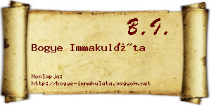 Bogye Immakuláta névjegykártya